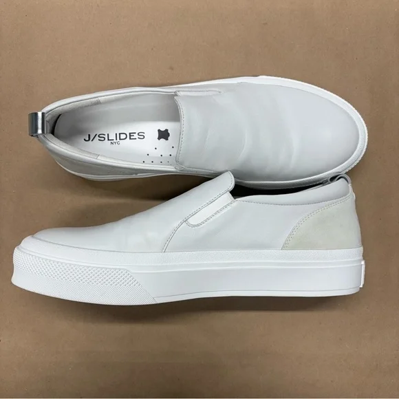 J Slides GIA, White Leather Shoes, J Slides Slip Ons Size 10 NWOT - Picture 5 of 16